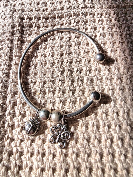 Jewelry - Vintage Silver Bangle Charm Bracelet. Ladybug And Butterfly